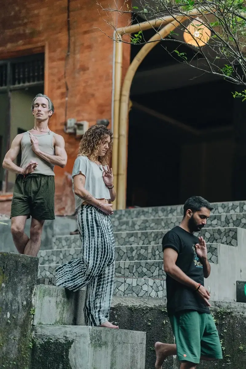 Students practising at Samadhi Yoga Ashram, Bali