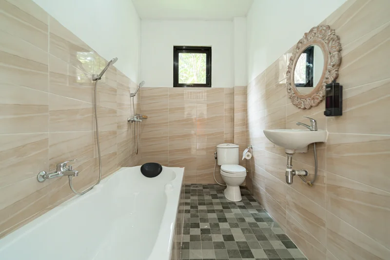 Ensuite bathroom at Samadhi Yoga Ashram, Bali