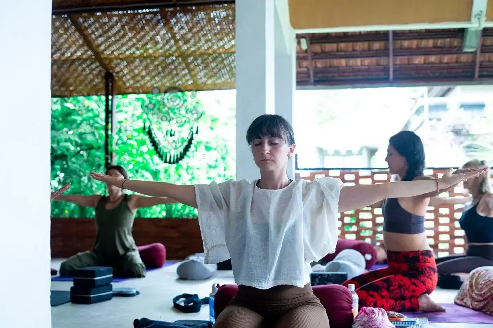 Daily yoga practice in Bali