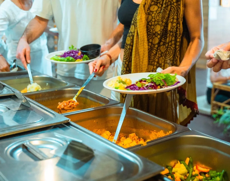 Sattvic vegetarian meal at Samadhi Yoga Ashram, Bali - view 2