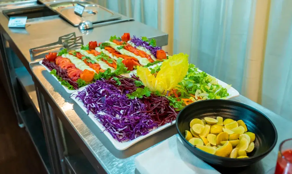 Fresh salad and herbal tea